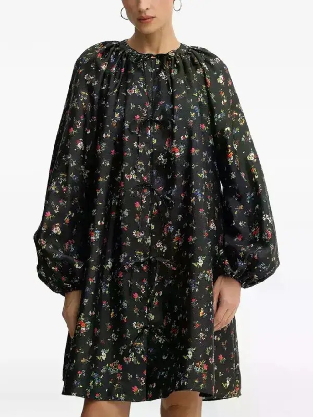 STINE GOYA Floral Print Front Tie Dress